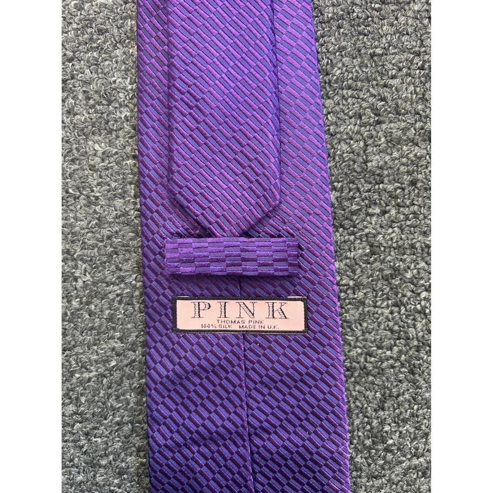 Thomas‎ Pink Tie Purple Backetweave Mens Textured 100% Silk Dress Formal Casual